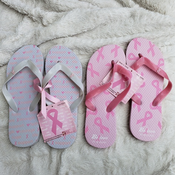 breast cancer awareness flip flops
